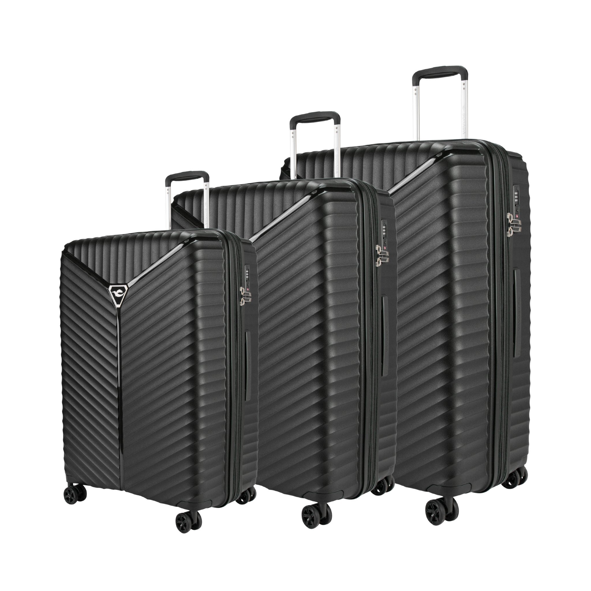 Turin Suitcases Set of 3 + Beauty Case - Dark Grey
